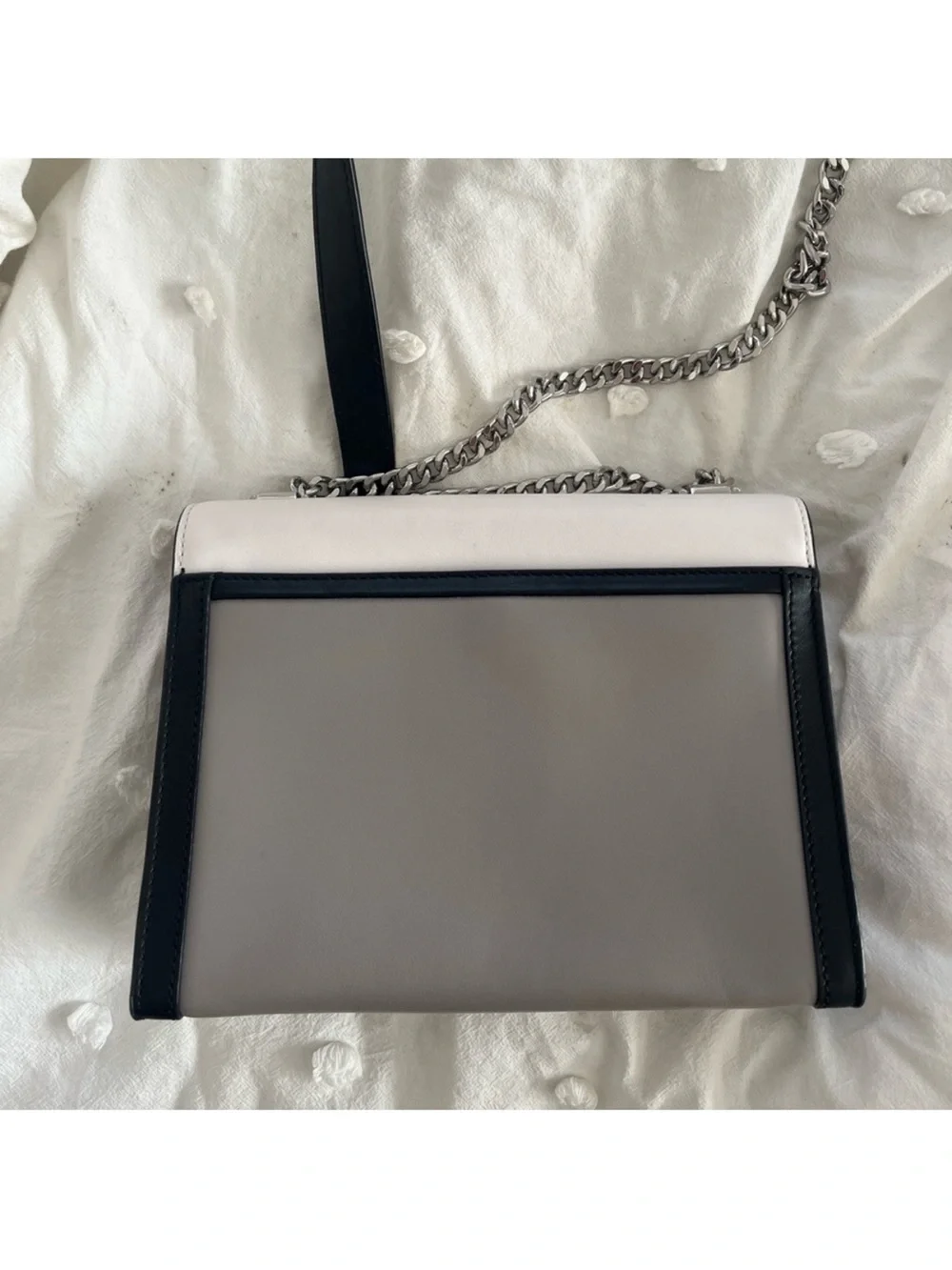 Michael Kors Colorblock Leather Crossbody in White, Black & Taupe